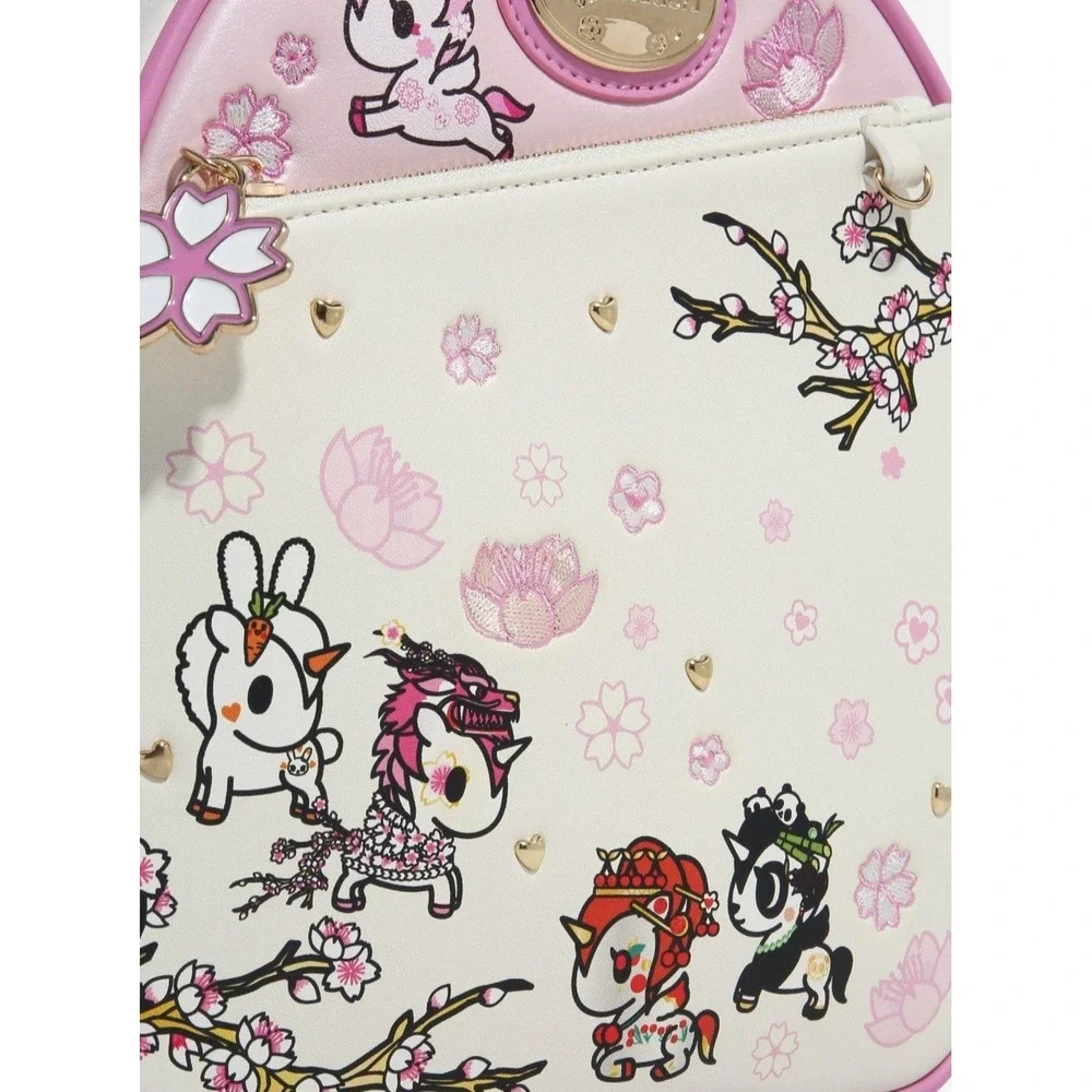 NEW! Tokidoki Unicorno‎ Cherry Blossom Mini Backpack with Clear Pouch Keychain